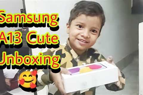 Samsung Galaxy A13 Cute Unboxing By 2 Cute Baby Girls 🥰 | Samsung Galaxy A13 #unboxing #a13