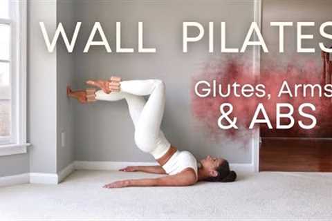 Wall Pilates Beginner Workout with Weights | 20 Min Pilates Glutes, Abs, and Arms