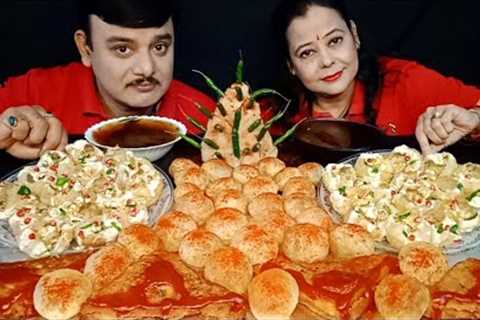 SPICY🔥🌶INDIAN STREET FOOD CHILLI PANI PURI DAHIPURI BREAD PAKODA EATING..