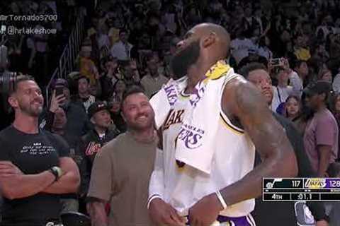LeBron James CROWNS HIMSELF after knocking down BACK-TO-BACK THREES for the DAGGER! Play-in bound!..