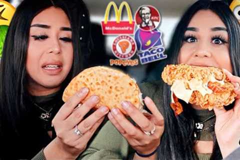 Eating ONLY NEW Fast Food Menu ITEMS For 24 HOURS!!! McDonalds, KFC, Taco Bell, Popeyes, Wendys
