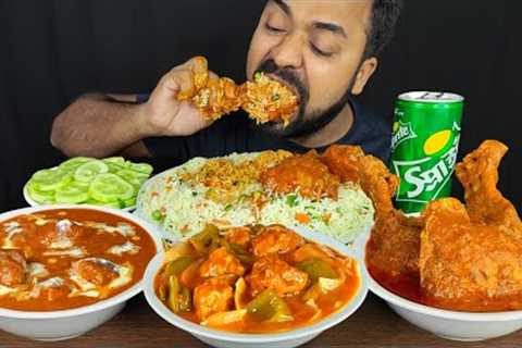 CHICKEN CURRY, BUTTER CHICKEN, CHICKEN MANCHURIAN, VEG FRIED RICE, SALAD ASMR MUKBANG EATING SHOW ||