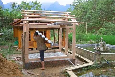 The process of building a clean ant bath has entered the 3rd day - Wood frame structure, cement roof