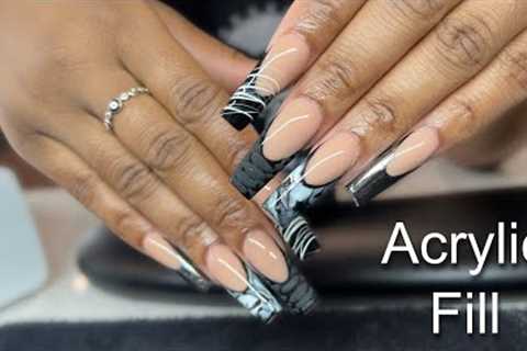 Quick Acrylic Fill + Easy Beginner Nail Art