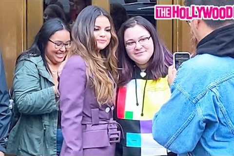 Selena Gomez Is Swarmed By A Mob Of Fans &amp; Stops To Take Pics While Leaving Z100 Studios In New ..