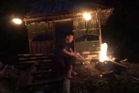 Survival skills in the forest, build a house in a beautiful natural forest, beautiful waterfall