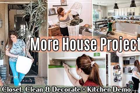 MORE HOUSE PROJECTS, CLEAN WITH ME &amp; DECORATING :: DIY Closet, Kitchen Demo, Cleaning + Spring..