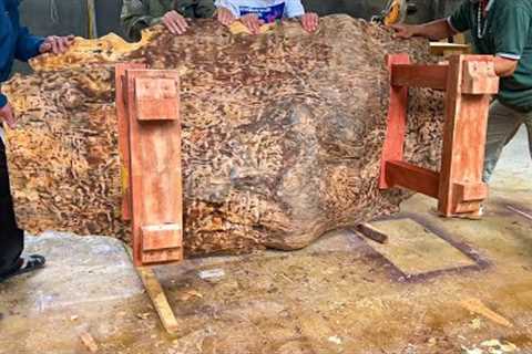 Turning A Giant Nature Piece Of Wood Into An Expensive Dining Table