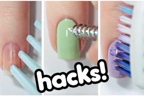 NAIL HACKS 2023 | USING ODD HOUSEHOLD ITEMS FOR NAIL ART DESIGNS!