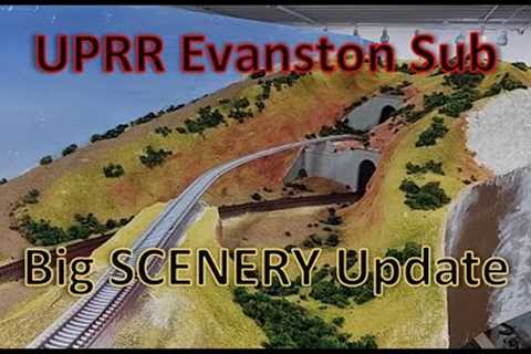 BIG SCENERY UPDATE -COLOR! Union Pacific Railroad Evanston Sub HO Model Railroad in Action s2023e15a