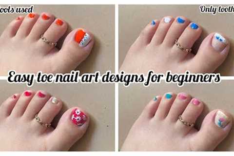 Easy new toe nail art designs for beginners || No tools nail art designs