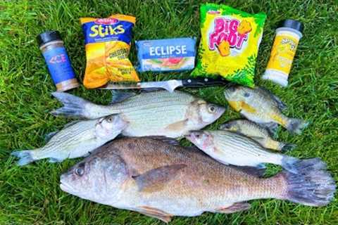 Fishing for Dinner - Bluegill, Bass and Drum Cookout!
