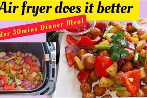 Under 30 mins Air fryer One Pot Healthy Dinner Meals Recipes. Potatoes, Chicken Balls &amp;..