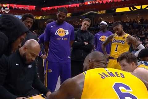 LeBron James draws up play during timeout and gets layup out of it vs Grizzlies