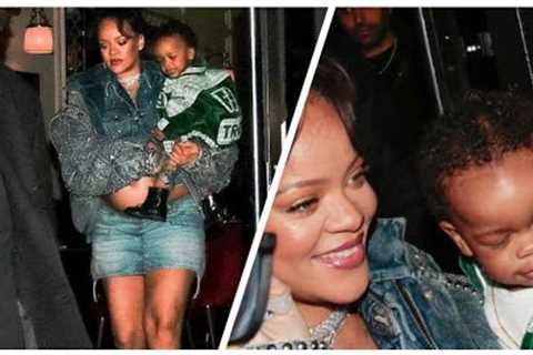 Rihanna and Her Son Leaving Cesar Restaurant Last night