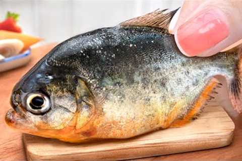 Catching and Cook Wild Fish Steamed with Mini Yummy in Miniature Kitchen - ASMR Cooking Video