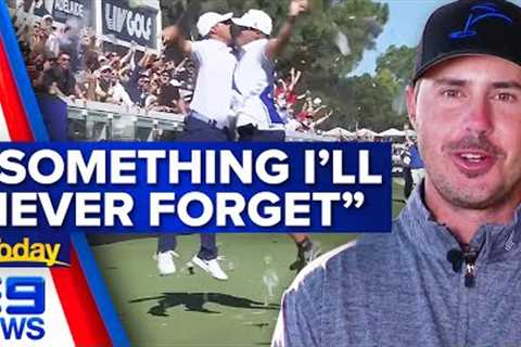 Fans erupt as American golfer hits hole-in-one at LIV Golf | 9 News Australia