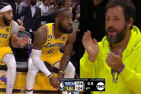 LeBron James with the game-tying layup and Adam Sandler loves it! Lakers vs Grizzlies Game 3
