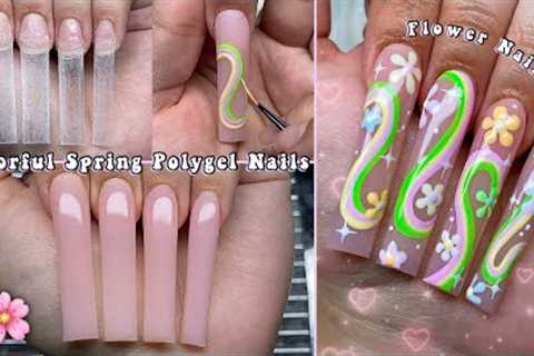 SPRING POLYGEL NAILS✨ HOW TO SPRING NAILS &amp; FLOWER NAIL ART DESIGN | Nail Tutorial