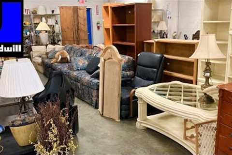 GOODWILL FURNITURE SOFAS DRESSERS CHAIRS TABLES KITCHENWARE SHOP WITH ME SHOPPING STORE WALK THROUGH