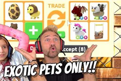 Trading ONLY Exotic Pets!! TIGER KING Themed Adopt Me Gaming Challenge!!
