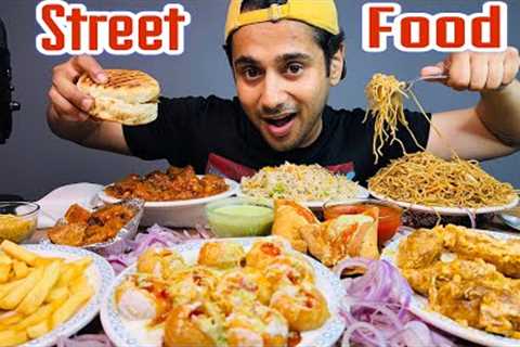 Street Food Mukbang | Manchurian, Dahi Puri, Momo’s, Fries, Noodles, Samosa, Fried Rice &amp; Soya..