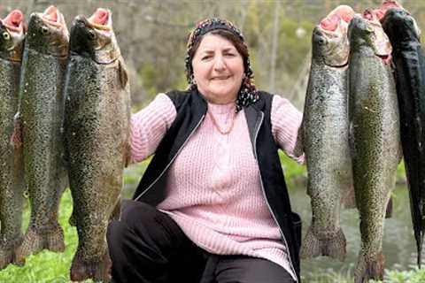 Grandma Catch 8kg Trout and Cooked It in a Wood Oven! The Best Way To Cook Fish