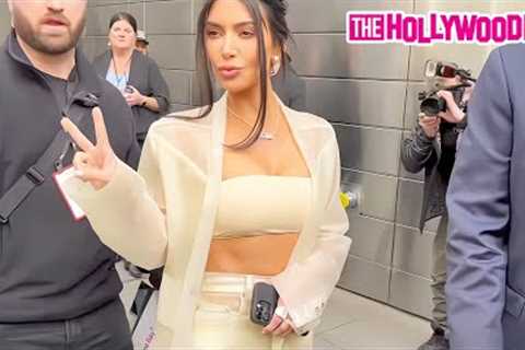 Kim Kardashian Hits The Duck Lip Peace Sign Pose For Fans While Leaving The Time 100 Event In N.Y.