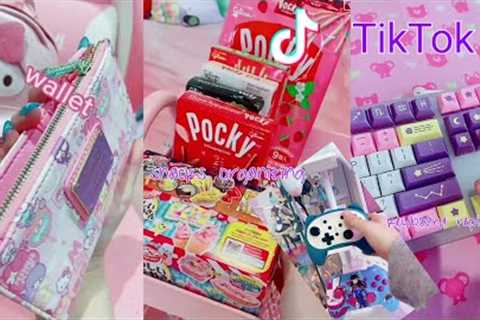 Relaxing &amp; Satisfying 🌸 ASMR Unboxing / Snacks Organizing / Keyboard Typing Kawaii Pink..