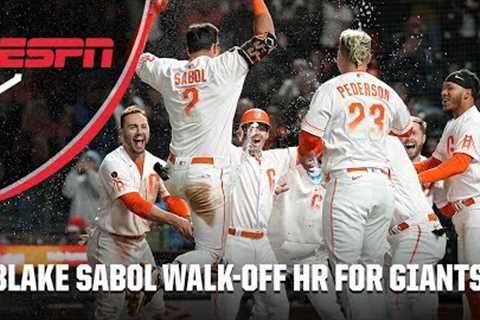 Blake Sabol flips the bat after mashing a walk-off home run for the Giants | MLB on ESPN
