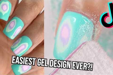 EASIEST GEL POLISH NAIL DESIGN EVER?! TRYING NEW VIRAL TIKTOK NAIL ART AT HOME!