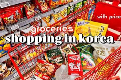 shopping in korea vlog 🇰🇷 groceries food with prices 🛒 snacks unboxing &amp; cooking
