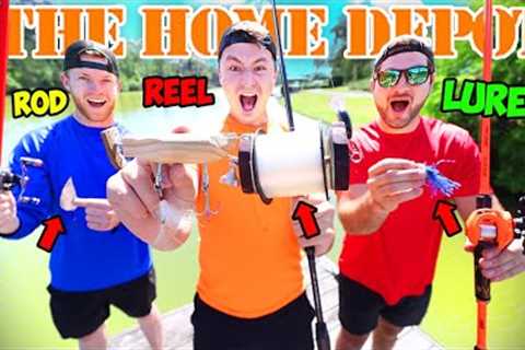 1v1v1 Home Depot BUILD YOUR OWN Fishing Challenge (Rod, Reel, Lures!)