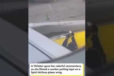 Man Taping Up Plane Wing Leaves Social Media baffled #shorts | New York Post