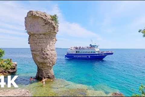 Tobermory FLOWERPOT Island Boat Cruise Tour on Lake Huron 4K