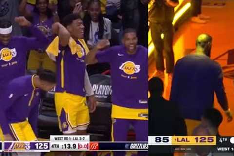Lakers bench hit the griddy while LeBron James already went to the locker room 🤣