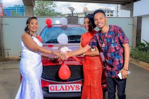 Stephen Kasolo Gifts Gladys Kanyaa A car during her birthday party.