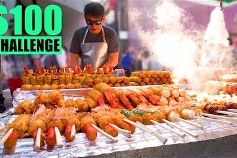 KOREAN Street Food $100 CHALLENGE in MYEONGDONG! The best MYEONGDONG street food!