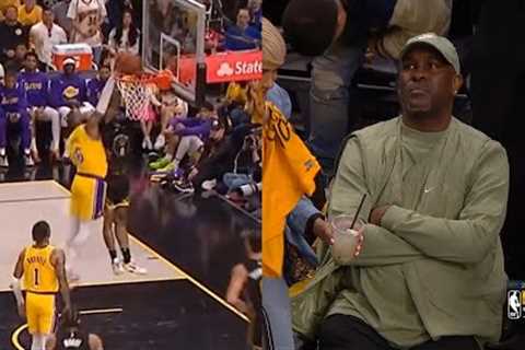Gary Payton II dunks on LeBron James off Klay Thompson behind the back pass