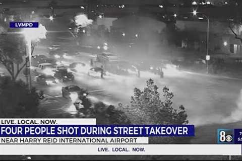 Video shows 4 shot, 1 critically hurt in Las Vegas street sideshow