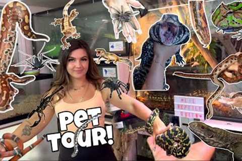 MEETING ALL 50 of my GFs Exotic Pets in 1 Video! *She has a lot of Animals!*