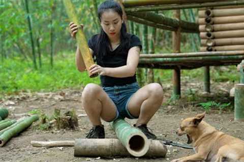 Build a Kitchen and Make a Natural Water Purifier - Bamboo Cabin and Alone Life, Part 4