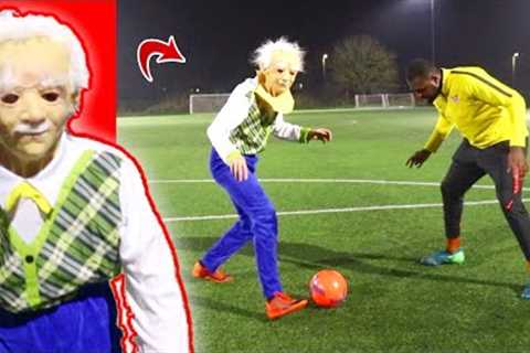 OLD MAN tries to play in a REAL FOOTBALL MATCH! (Soccer Skills Prank)