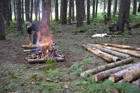 Primitive Technology I build Survivor shelters.Burn wooden beams to caulk it to keep it from rotting