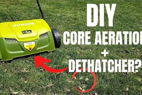 Fall Lawn Care | How to Aerate, Dethatch &amp; Overseed Your Lawn the Easy Way!! Sun Joe Dethatcher