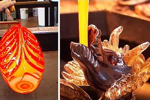 CREATING AMAZING GLASS SCULPTURES | GLASS BLOWING COMPILATION