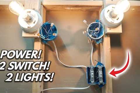 How To Wire 2 Single Pole Switch Inside 2 Gang J-Box To Light Fixture (2022) | DIY Beginner Tutorial