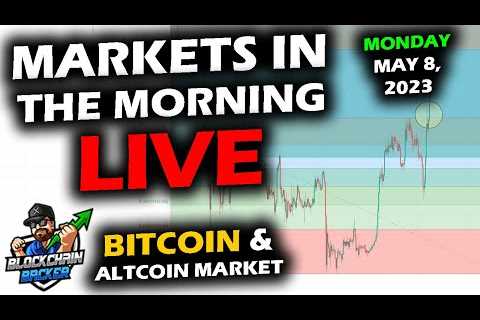 MARKETS in the MORNING, 5/8/2023 Bitcoin and Altcoin Market Volatile, Stocks Up, BTC Fees, XRP Vegas