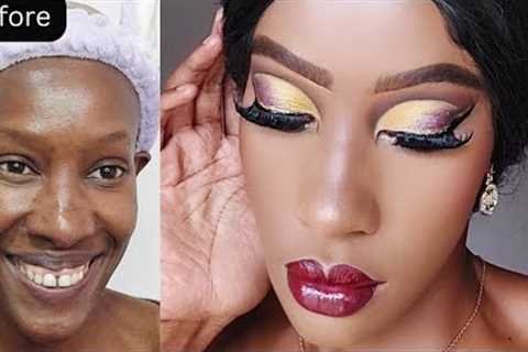 FULL GLAM MAKEUP TUTORIAL//💜💛PURPLE+GOLD EYESHADOW TUTORIAL