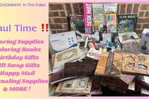 HAUL TIME ‼️ Coloing Supplies &amp;  Books Birthday Gifts | Gift Swap Gift | Happy Mail  THREE..